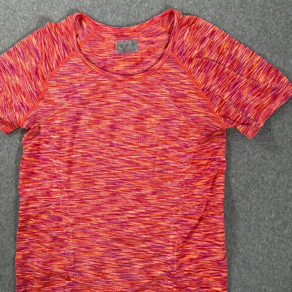 Athleta Fastest Track Tee Shirt Short Sleeve Ruched Women's Medium Pink Active - Picture 4 of 9